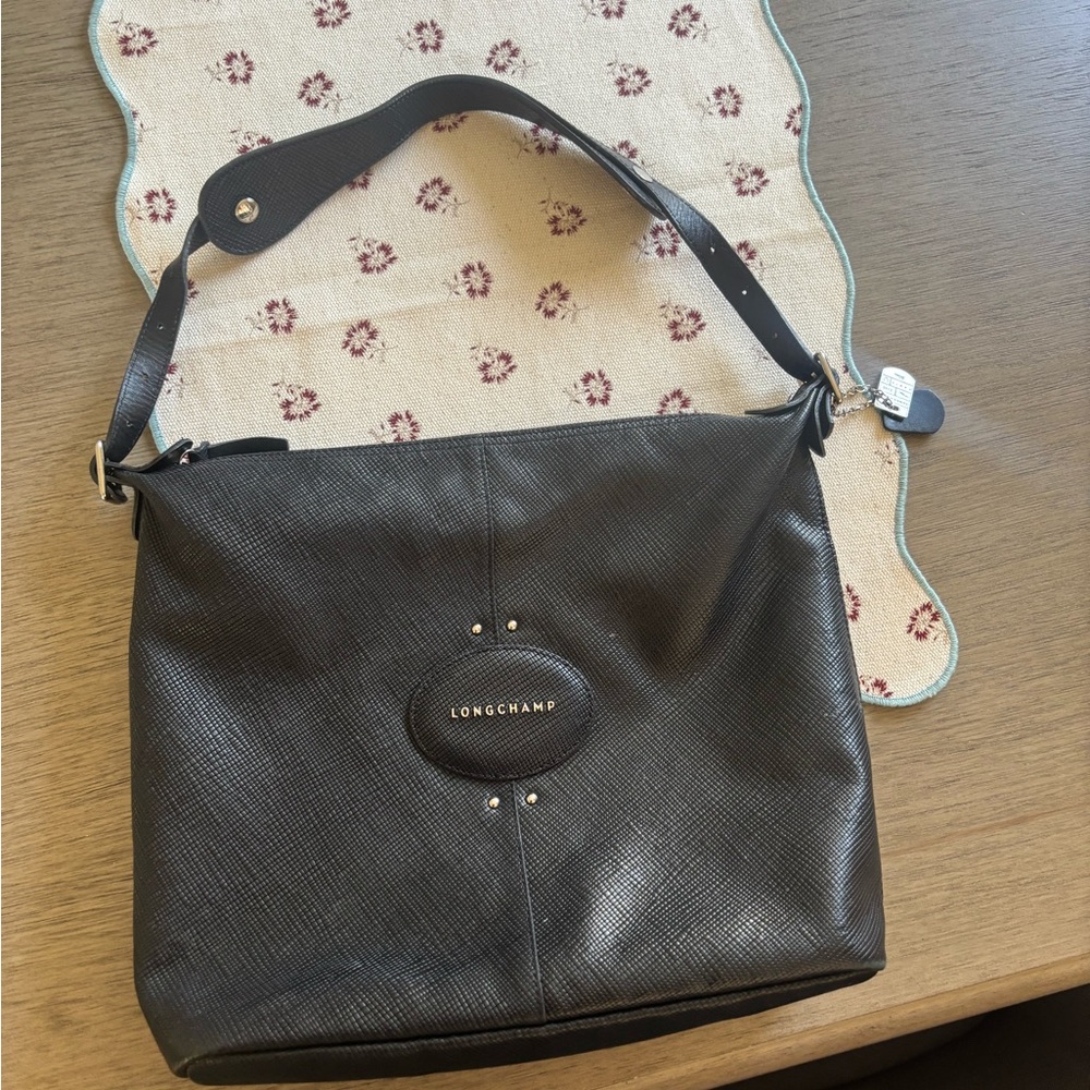 Longchamp leather Black hobo tote